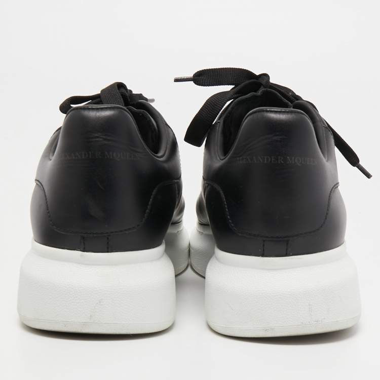 Pre Owned Alexander McQueen Black Leather Oversized Low Top Sneakers Size 43