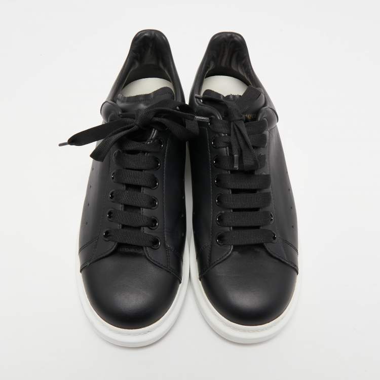 Pre Owned Alexander McQueen Black Leather Oversized Low Top Sneakers Size 43