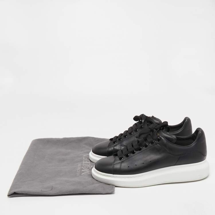 Pre Owned Alexander McQueen Black Leather Oversized Low Top Sneakers Size 43