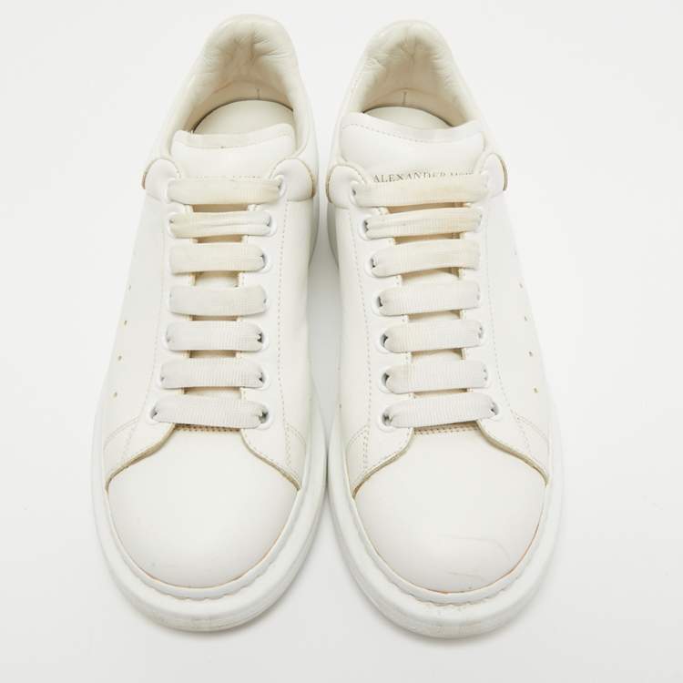 Pre Owned Alexander McQueen White Leather Oversized Sneakers Size 41