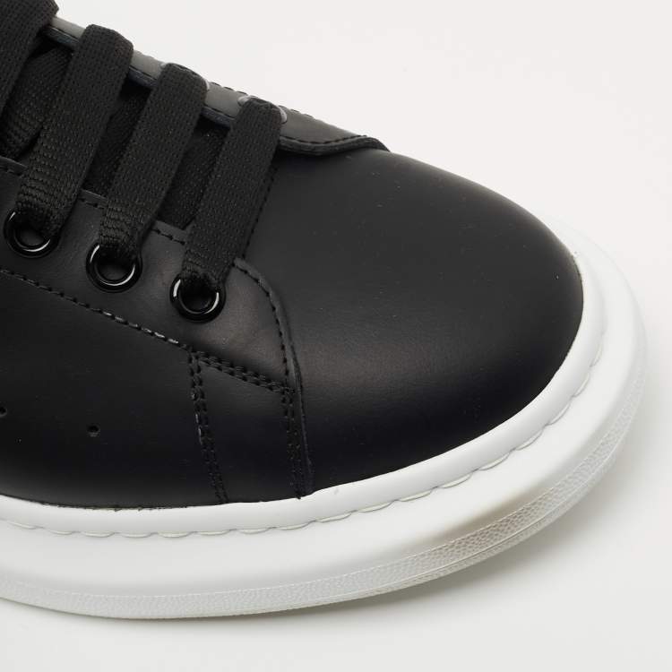 Pre Owned Alexander McQueen Black/White Leather Oversized Sneakers Size 46