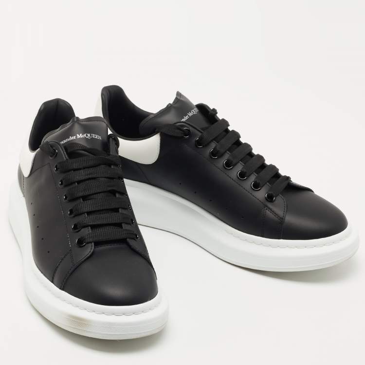 Pre Owned Alexander McQueen Black/White Leather Oversized Sneakers Size 46