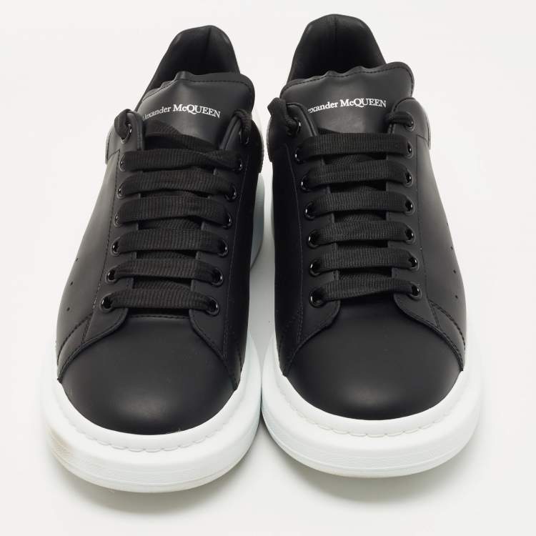 Pre Owned Alexander McQueen Black/White Leather Oversized Sneakers Size 46