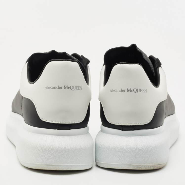 Pre Owned Alexander McQueen Black/White Leather Oversized Sneakers Size 46