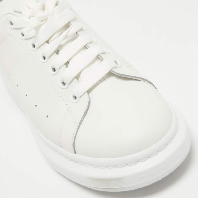 Pre Owned Alexander McQueen White/Red Suede and Leather Oversized Sneakers Size 46