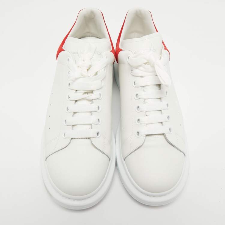 Pre Owned Alexander McQueen White/Red Suede and Leather Oversized Sneakers Size 46