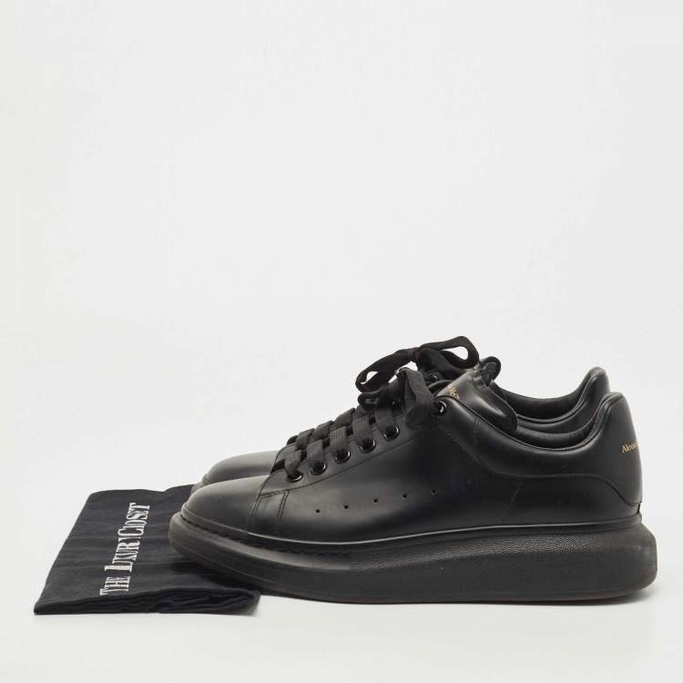 Pre Owned Alexander McQueen Black Leather Oversized Low Top Sneakers Size 44
