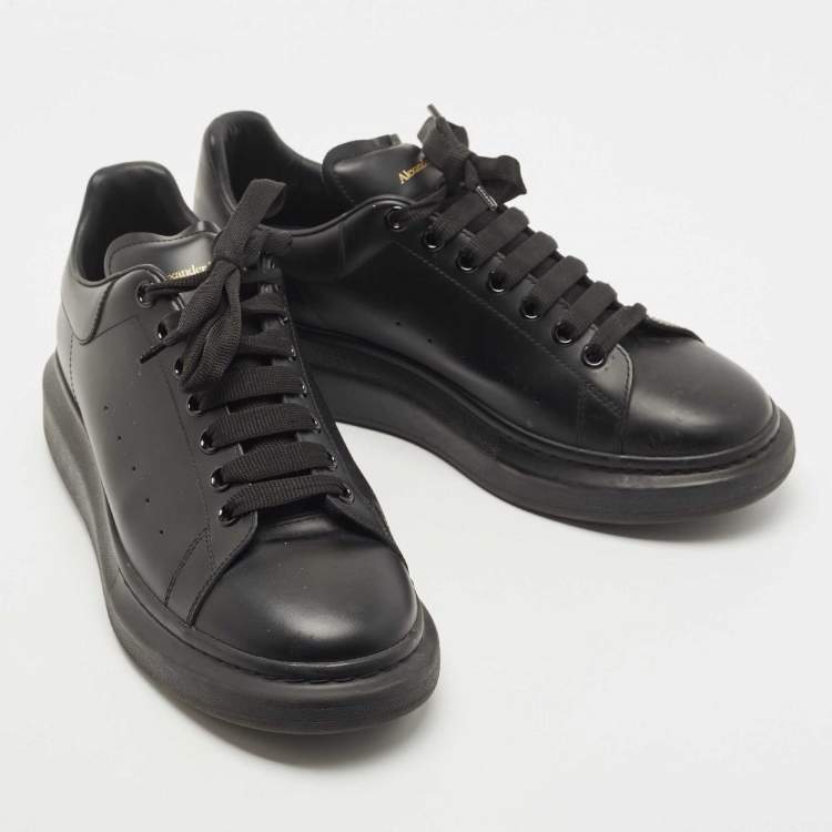 Pre Owned Alexander McQueen Black Leather Oversized Low Top Sneakers Size 44