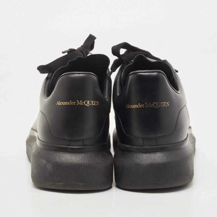 Pre Owned Alexander McQueen Black Leather Oversized Low Top Sneakers Size 44