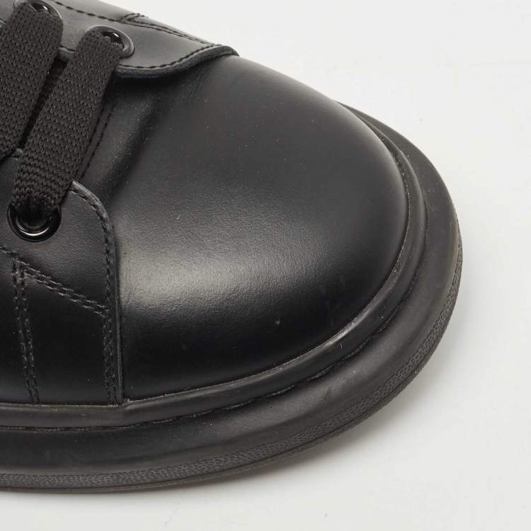 Pre Owned Alexander McQueen Black Leather Oversized Low Top Sneakers Size 44
