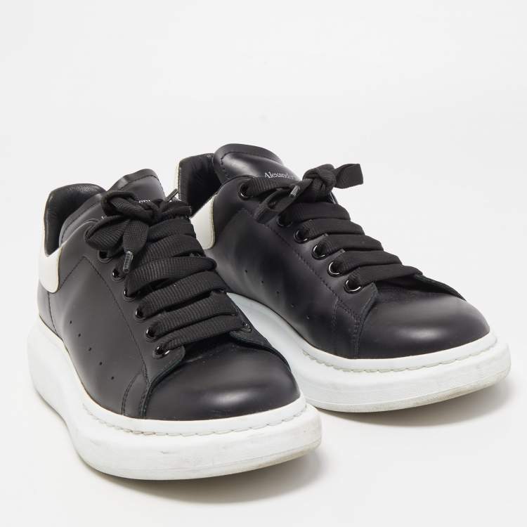Pre Owned Alexander McQueen Black/White Leather Oversized Sneakers Size 41