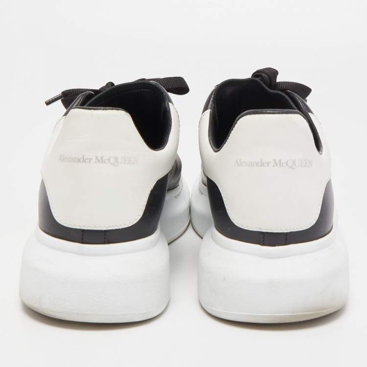 Pre Owned Alexander McQueen Black/White Leather Oversized Sneakers Size 41