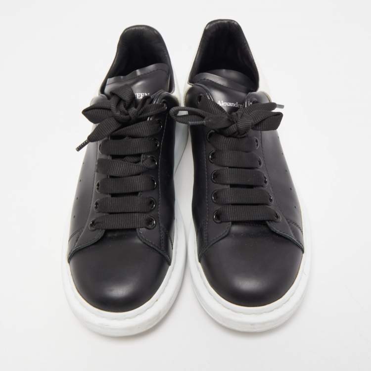 Pre Owned Alexander McQueen Black/White Leather Oversized Sneakers Size 41