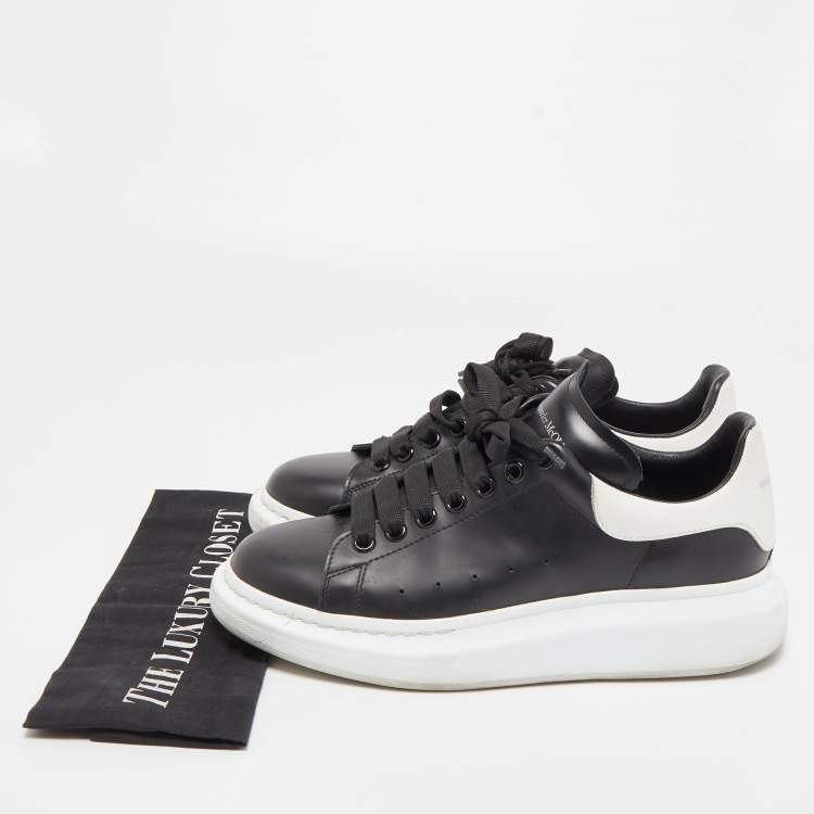 Pre Owned Alexander McQueen Black/White Leather Oversized Sneakers Size 41