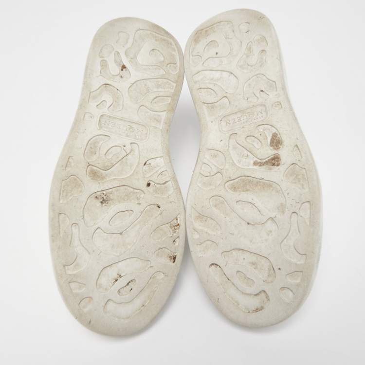 Pre Owned Alexander McQueen White/Black Leather Oversized Sneakers Size 41.5