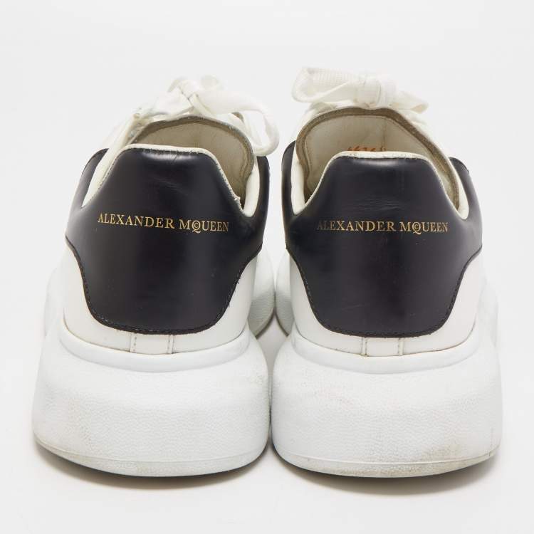 Pre Owned Alexander McQueen White/Black Leather Oversized Sneakers Size 41.5