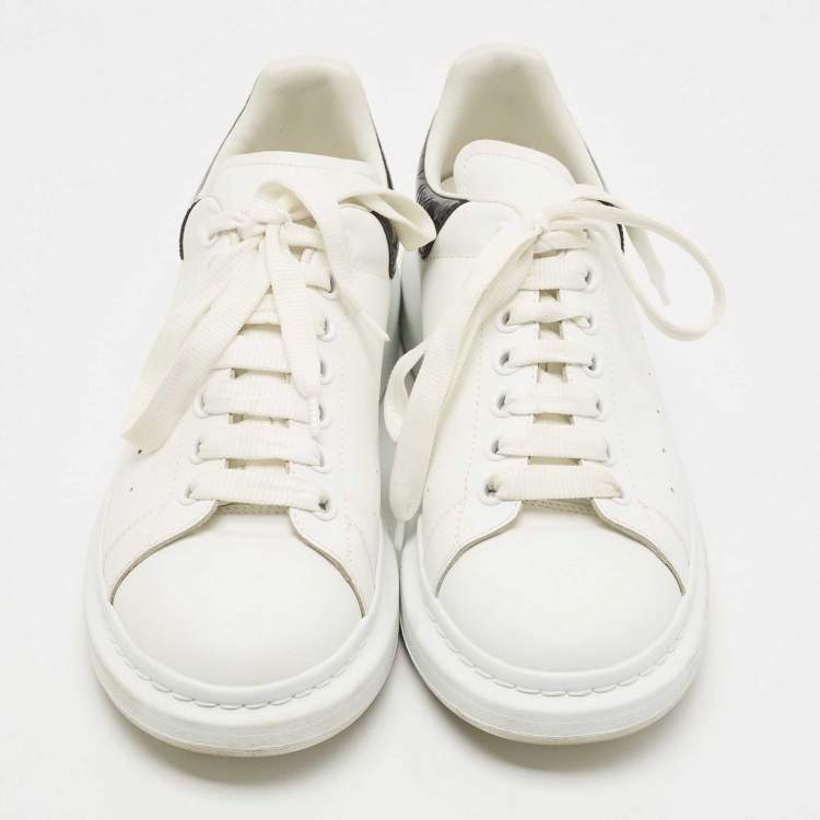Pre Owned Alexander McQueen White/Black Leather Oversized Sneakers Size 41.5 