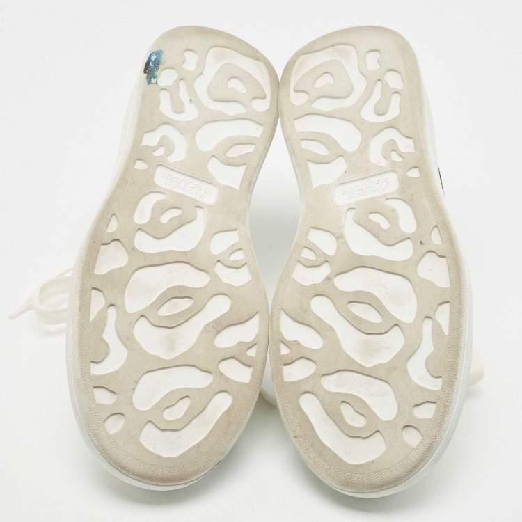 Pre Owned Alexander McQueen White/Black Leather Oversized Sneakers Size 41.5 