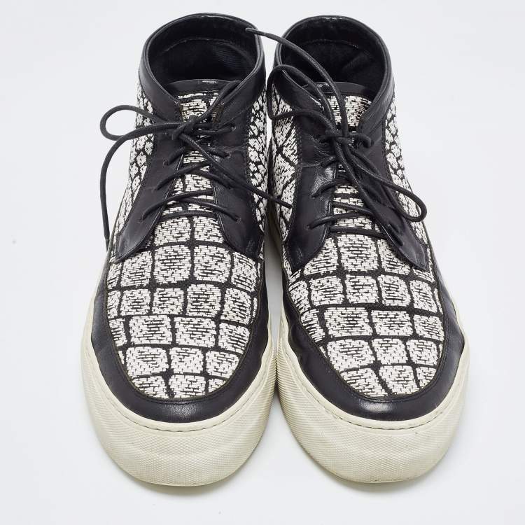Pre Owned Alexander McQueen Black/White Leather High Top Sneakers Size 41