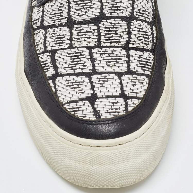 Pre Owned Alexander McQueen Black/White Leather High Top Sneakers Size 41