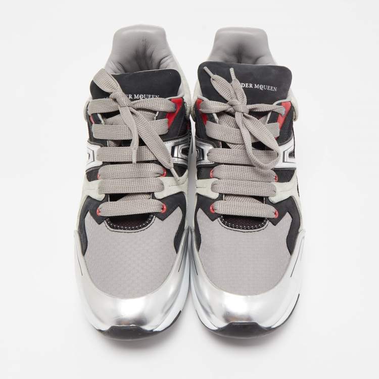 Pre Owned Alexander Mcqueen Multicolor Leather and Suede Exaggerated Sneakers Size 43