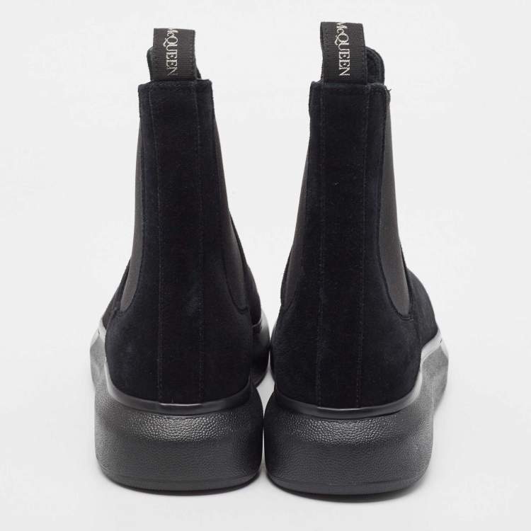 Pre Owned Alexander McQueen Black Suede Hybrid Chelsea Ankle Boots Size 42