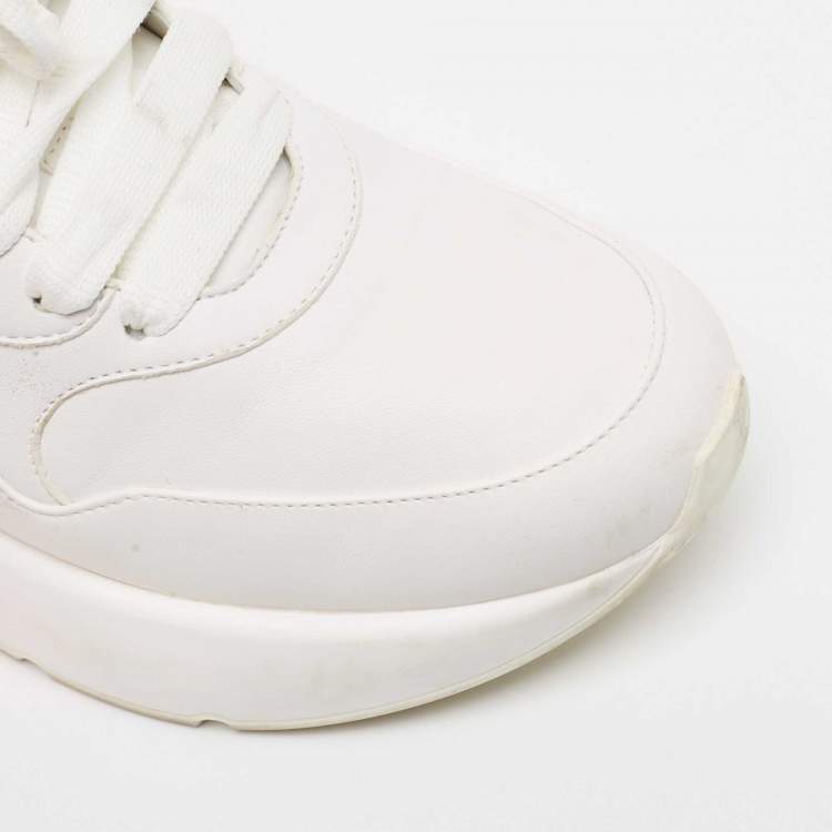 Pre Owned Alexander McQueen White/Orange Leather Oversized Runner Sneakers Size 40