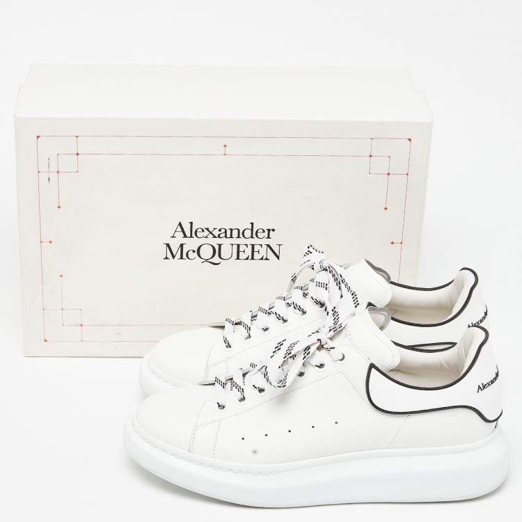 Pre Owned Alexander McQueen White/Black Leather Oversized Sneakers Size 44