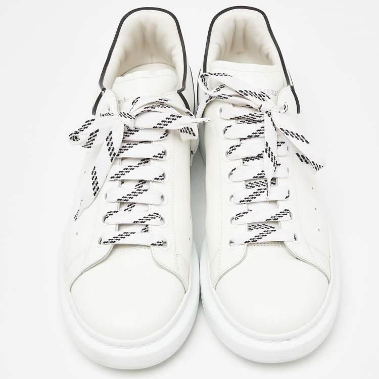 Pre Owned Alexander McQueen White/Black Leather Oversized Sneakers Size 44