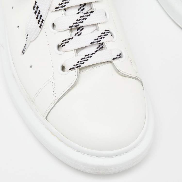 Pre Owned Alexander McQueen White/Black Leather Oversized Sneakers Size 44