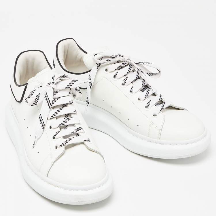 Pre Owned Alexander McQueen White/Black Leather Oversized Sneakers Size 44