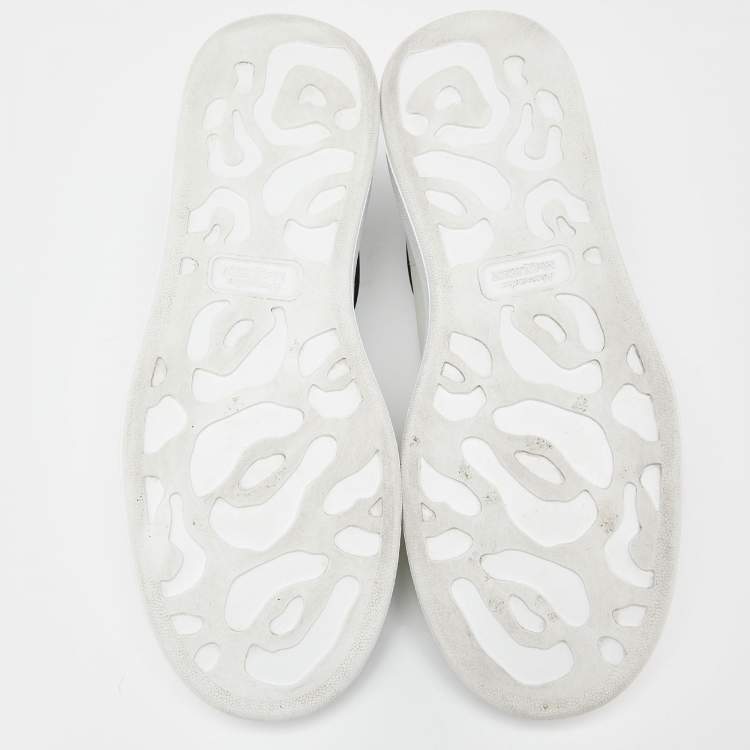 Pre Owned Alexander McQueen White/Black Leather Oversized Sneakers Size 44