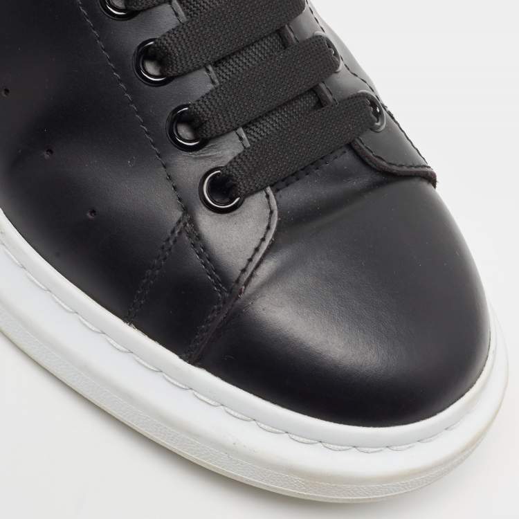 Pre Owned Alexander McQueen Black/White Leather Oversized Sneakers Size 44