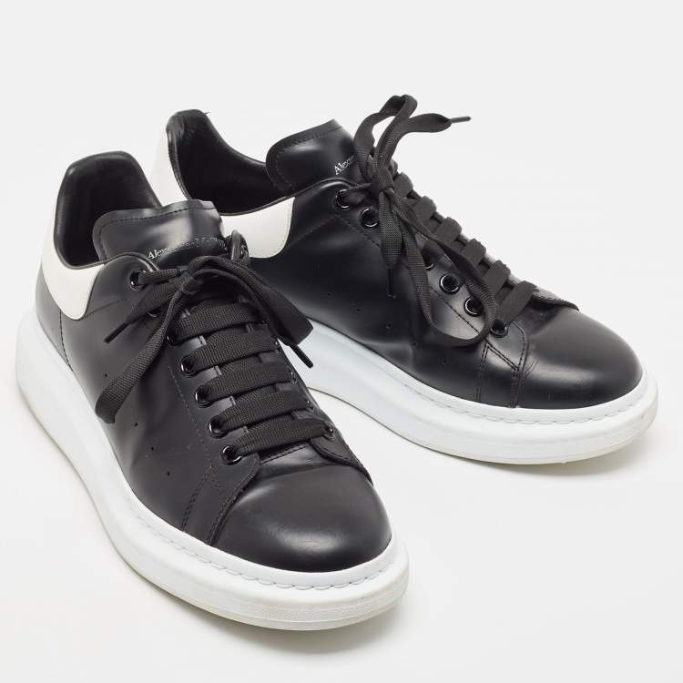 Pre Owned Alexander McQueen Black/White Leather Oversized Sneakers Size 44