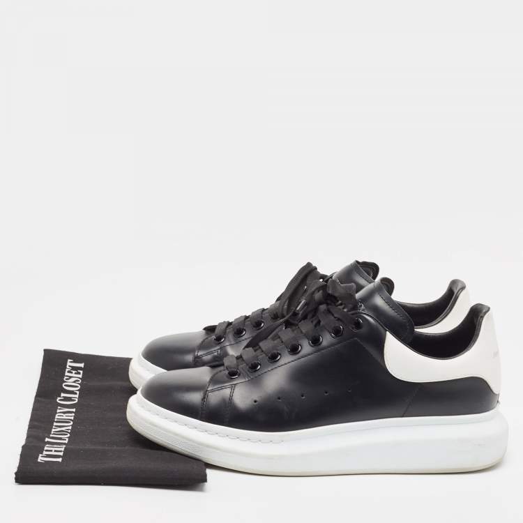 Pre Owned Alexander McQueen Black/White Leather Oversized Sneakers Size 44