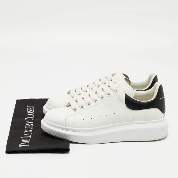 Pre Owned Alexander McQueen White/Black Leather Oversized Sneakers Size 41