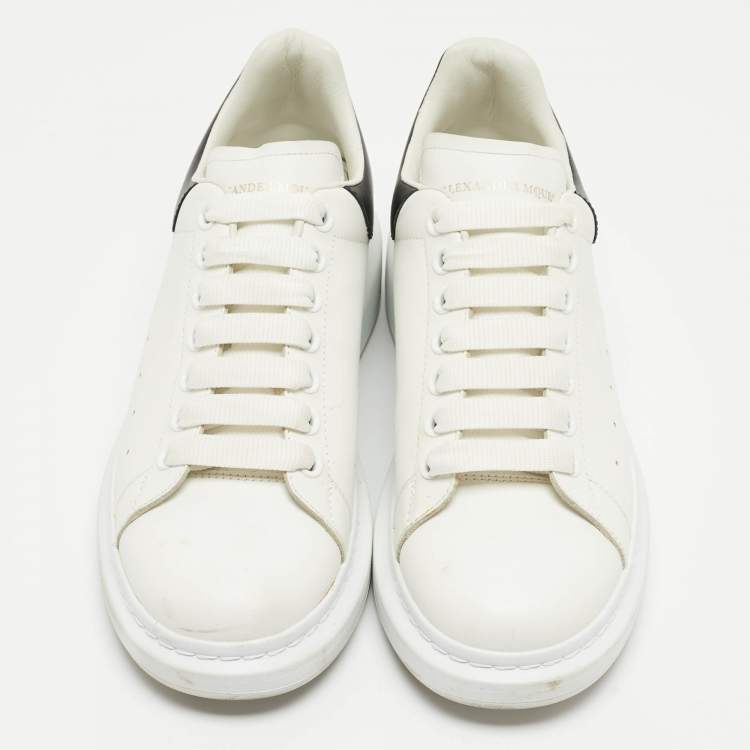 Pre Owned Alexander McQueen White/Black Leather Oversized Sneakers Size 41