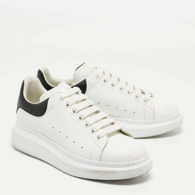 Pre Owned Alexander McQueen White/Black Leather Oversized Sneakers Size 41