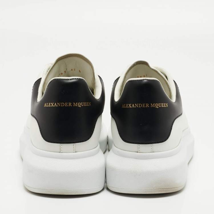 Pre Owned Alexander McQueen White/Black Leather Oversized Sneakers Size 41
