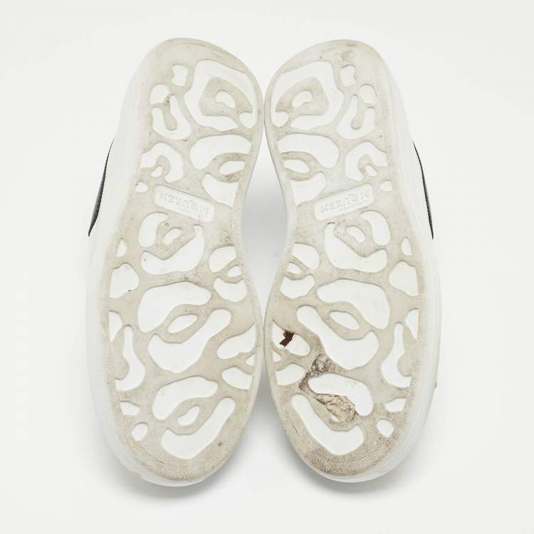 Pre Owned Alexander McQueen White/Black Leather Oversized Sneakers Size 41