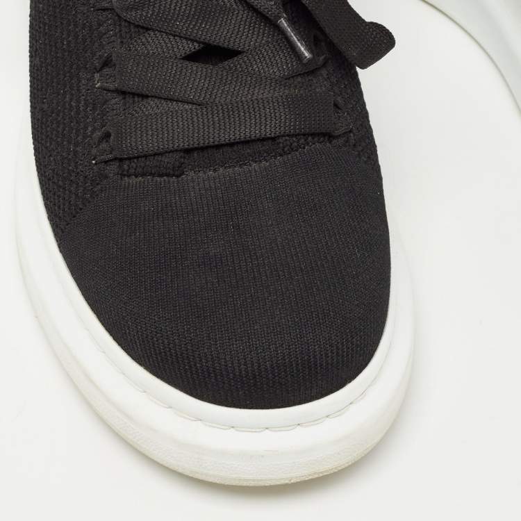 Pre Owned Alexander Mcqueen Black Knit Fabric Low Top Sneakers Size 43