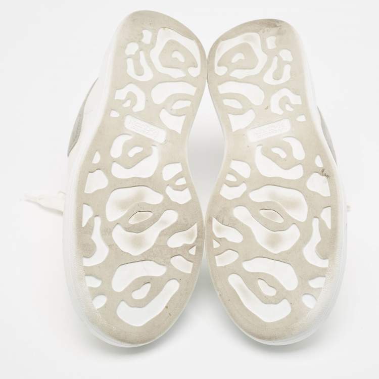Pre Owned Alexander McQueen White/Grey Leather and Suede Oversized Sneakers Size 43