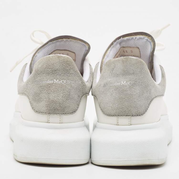 Pre Owned Alexander McQueen White/Grey Leather and Suede Oversized Sneakers Size 43