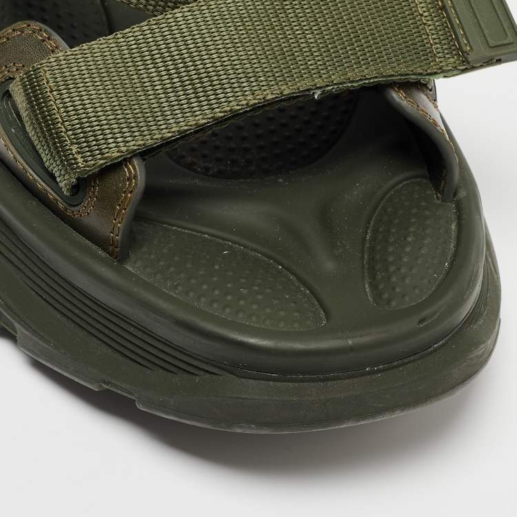 Pre Owned Alexander McQueen Military Green Nylon Tread Flat Sandals Size 43
