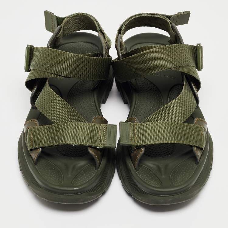 Pre Owned Alexander McQueen Military Green Nylon Tread Flat Sandals Size 43