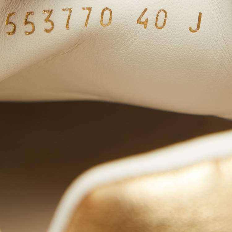 Pre Owned Alexander McQueen White/Gold Leather Oversized Sneakers Size 40