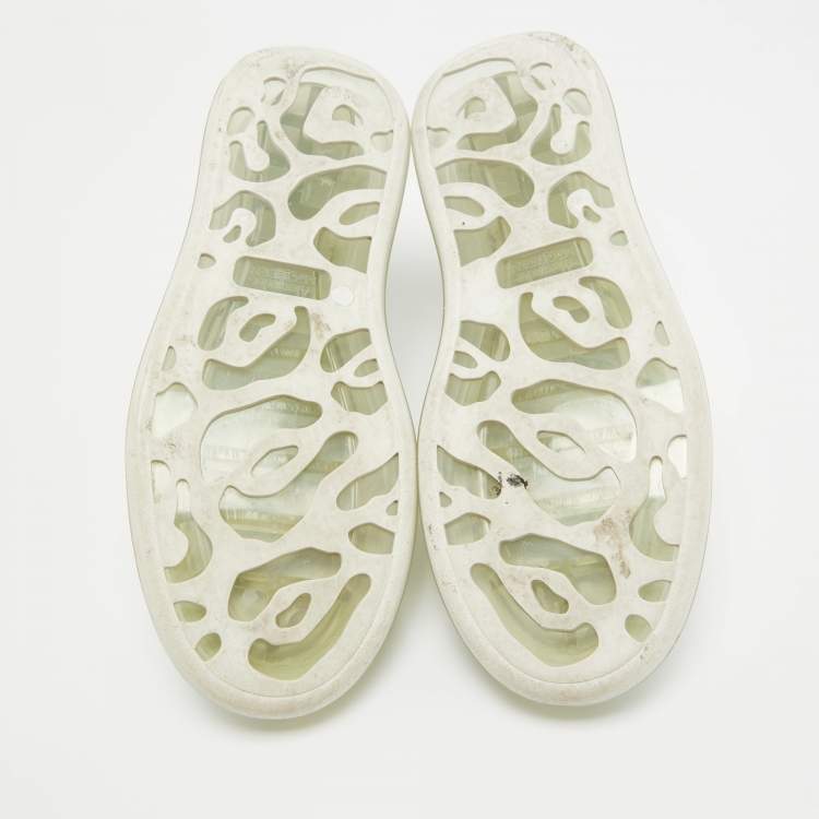 Pre Owned Alexander Mcqueen White Leather Oversized Transparent Sole Sneakers Size 42.5 