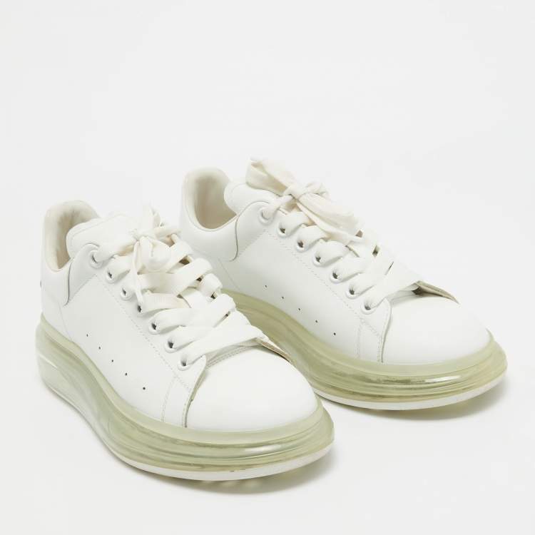 Pre Owned Alexander Mcqueen White Leather Oversized Transparent Sole Sneakers Size 42.5 