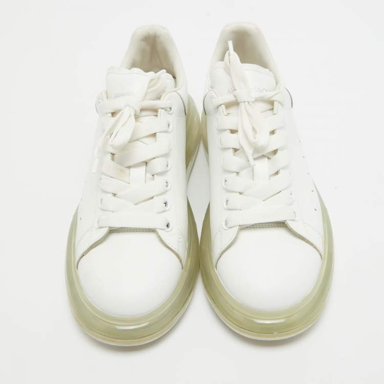 Pre Owned Alexander Mcqueen White Leather Oversized Transparent Sole Sneakers Size 42.5 