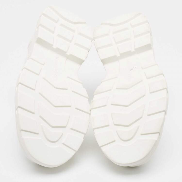 Pre Owned Alexander McQueen White Leather Tread Slick Moto Sneakers Size 40